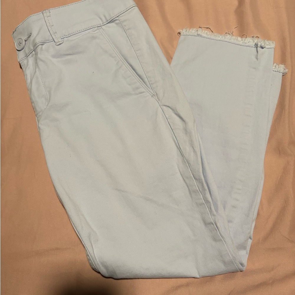 Light Blue Frayed Hem Pants